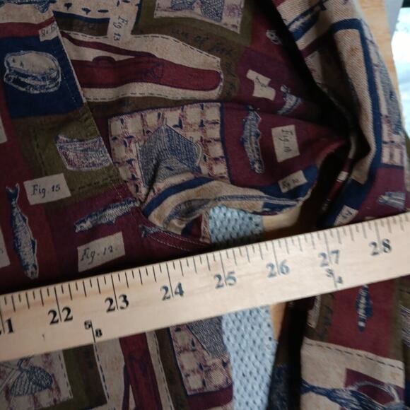 Woolrich Original Outdoor Vintage Shirt XL Red All Over Fish & Tackle Cotton - Picture 11 of 13